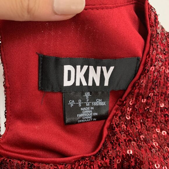 DKNY Tank Top Womens S Small Ruby Sequined Round Neck Sleeveless Keyhole Lined - Picture 8 of 13